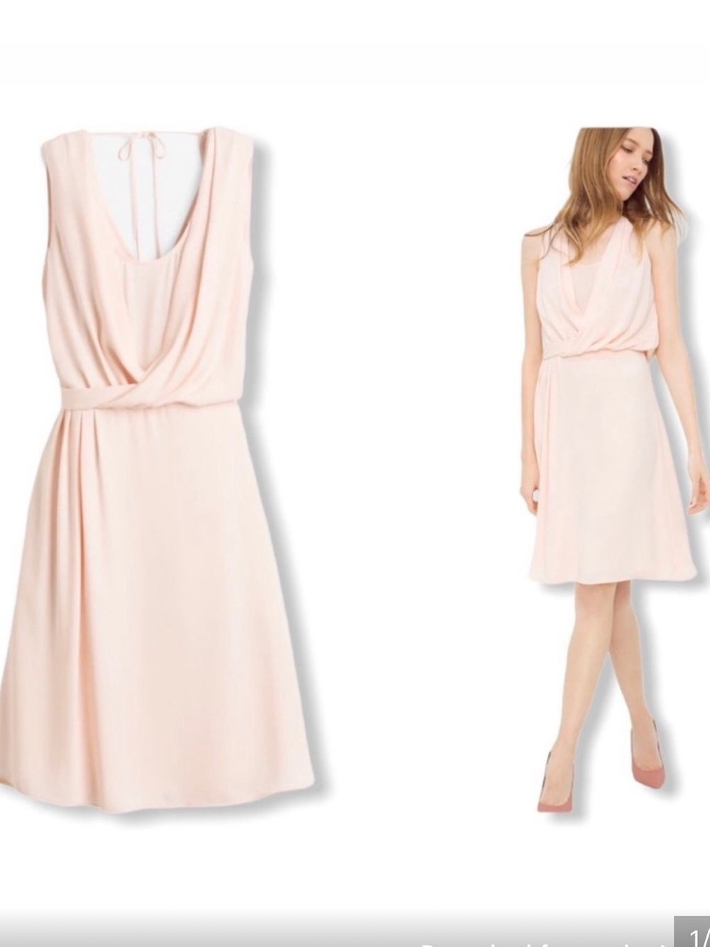 White House Black Market Pale Pink Draped Midi Dress